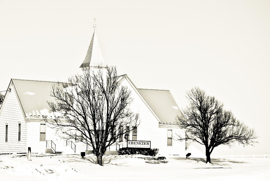 Winter Photograph - Ebenezer Church by Tracy Salava