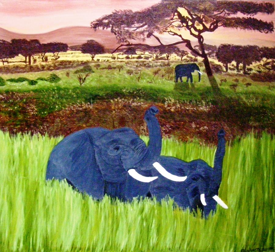 Elephant Painting - Ebony Jo by Leslye Miller