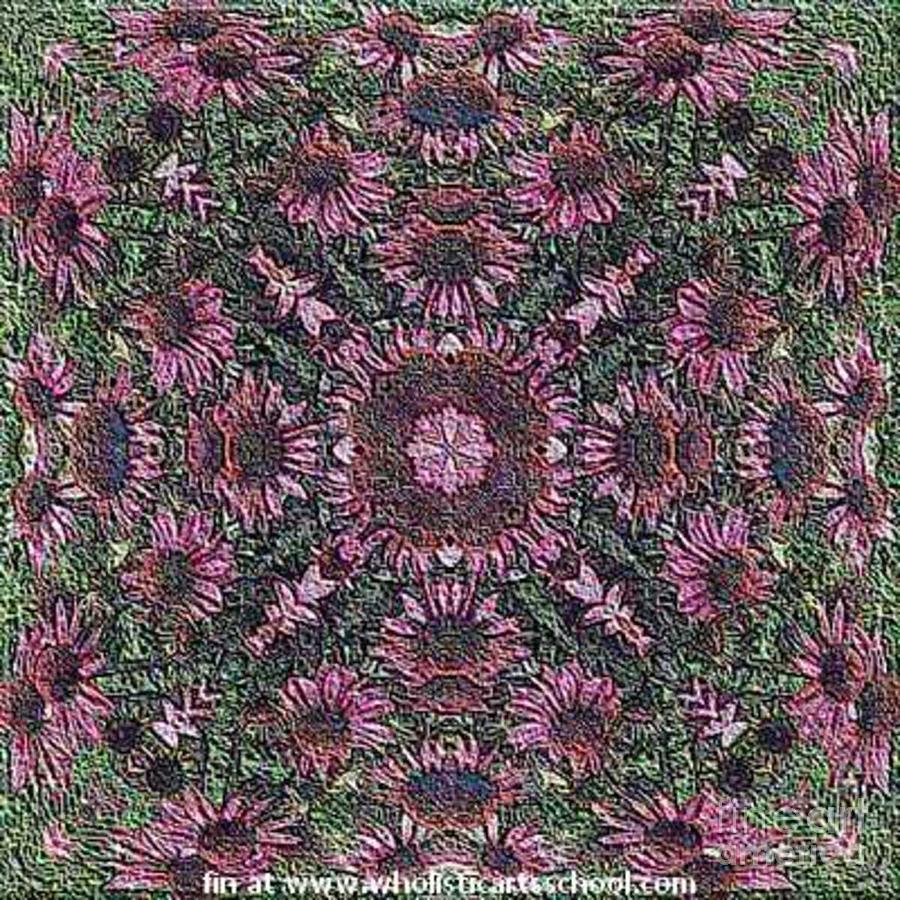 ECHINACEA WILDFLOWER EMBROIDERY NEEDLEPOINT WALLPAPER Pattern Painting by PainterArtist FIN