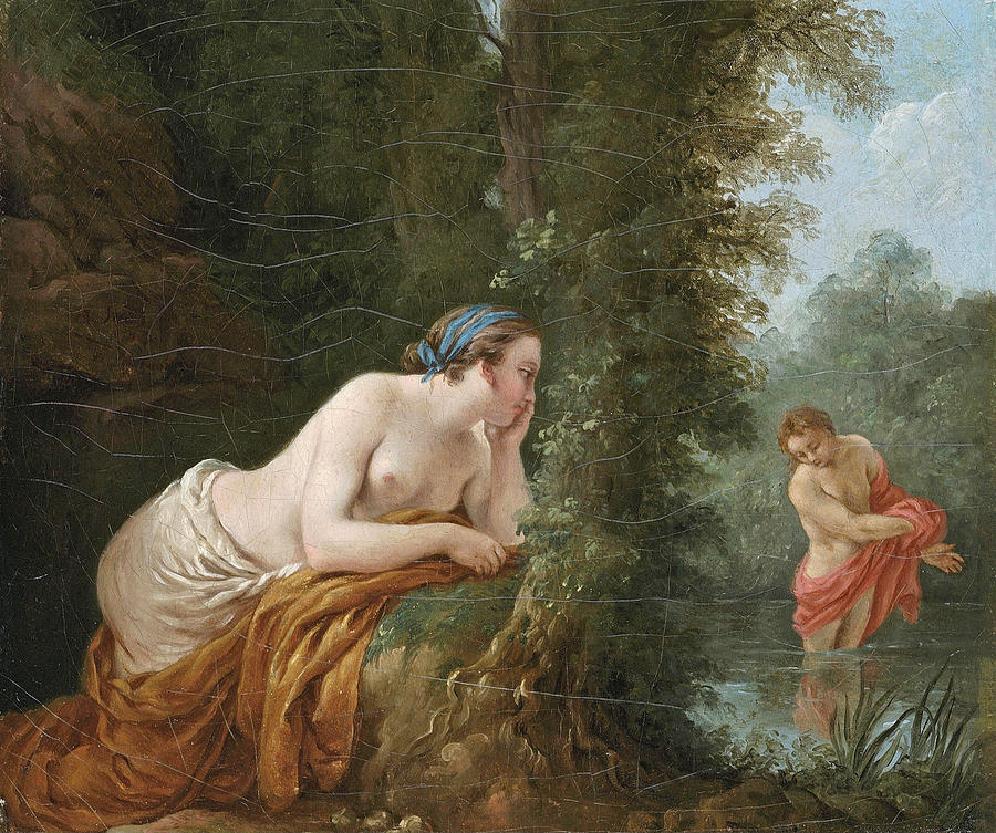 Echo and Narcissus Painting by Louis-Jean-Francois Lagrenee
