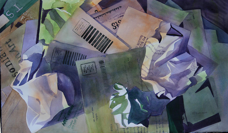 Junk Mail Painting - Eco 21 by Cathy Ehrler