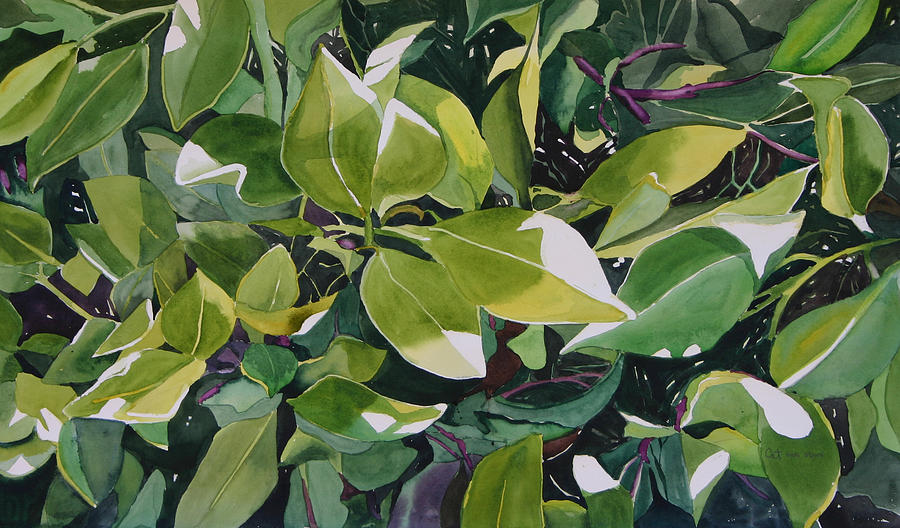 Green Leaves Painting - Eco 6 by Cathy Ehrler