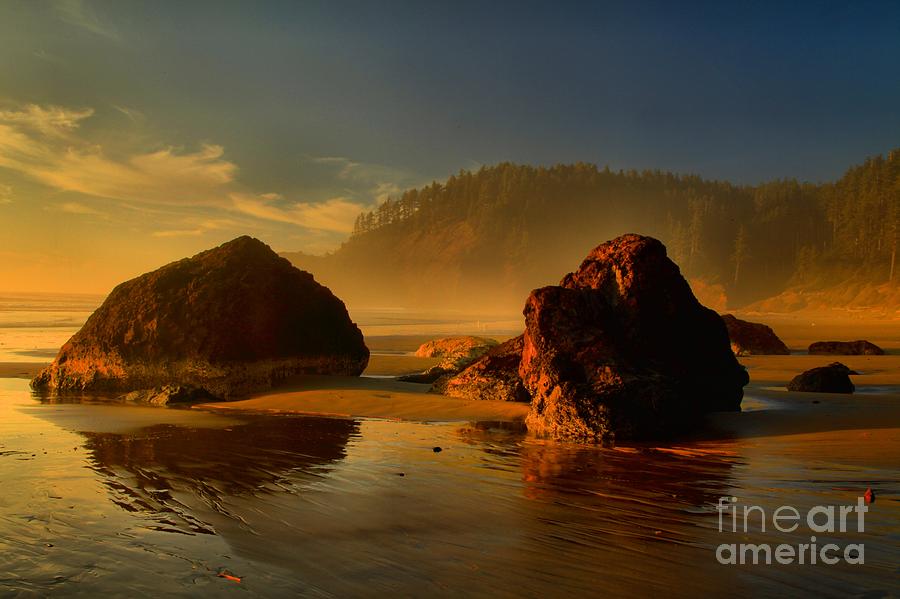 Ecola Sunset Rocks Photograph by Adam Jewell