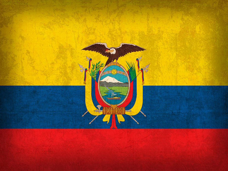 Vintage Mixed Media - Ecuador Flag Vintage Distressed Finish by Design Turnpike