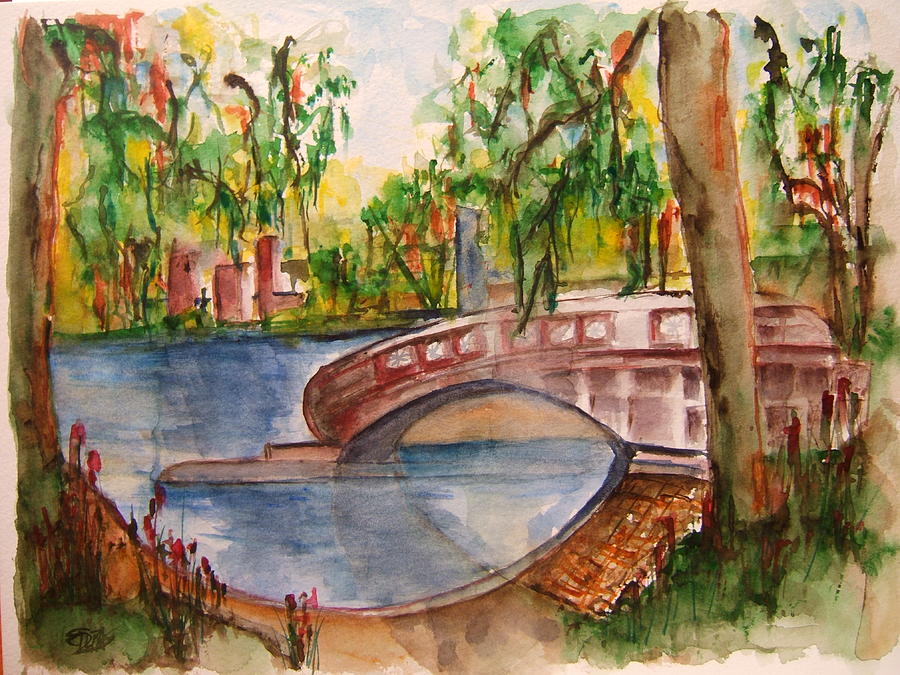 Eden Park Lake Painting by Elaine Duras