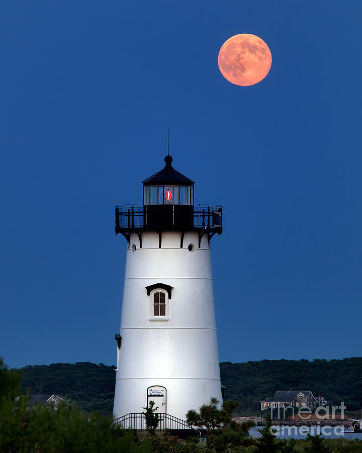 Edgartown Light by Moonlight Photograph by Mark Miller