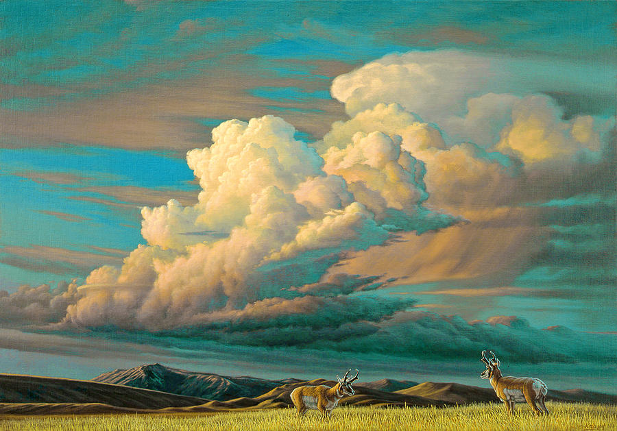Landscape Painting - Edge Of The Prairie- Pronghorn by Paul Krapf Landscape Painting - Edge Of The Prairie- Pronghorn by Paul Krapf