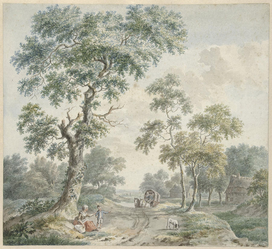 1779 Drawing - Edge Of The Wood With Farmhouses And A Dirt Road by Quint Lox