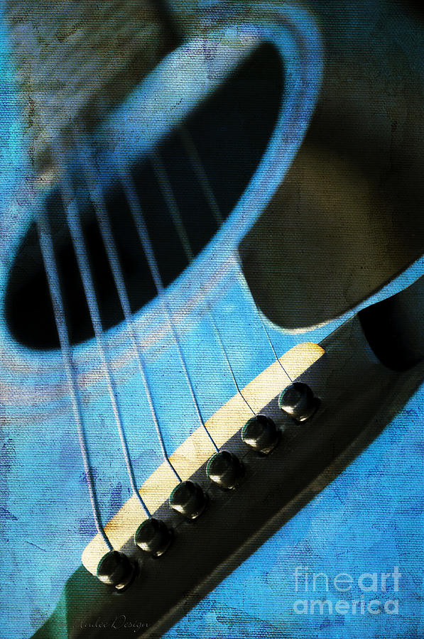 Edgy Blue Guitar  Photograph by Andee Design
