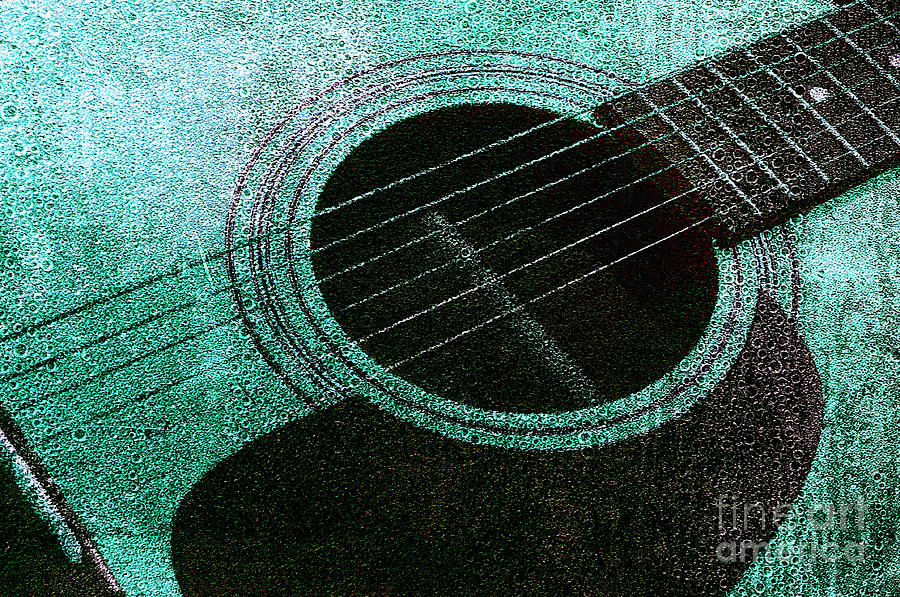 Edgy Guitar Teal 2 Photograph by Andee Design
