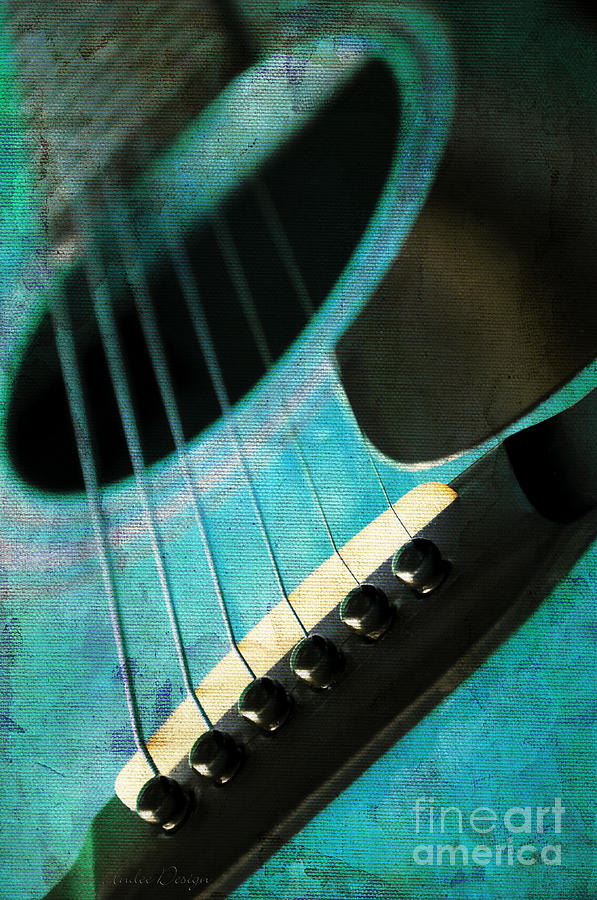 Edgy Teal Guitar Photograph by Andee Design