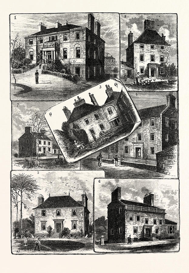 Edinburgh 1. Bonnington House 2. Stewartfield 3 Drawing by English School