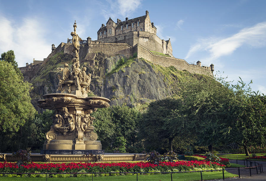 Edinburgh Castle and the Ross Fountain Photograph by Georgeclerk