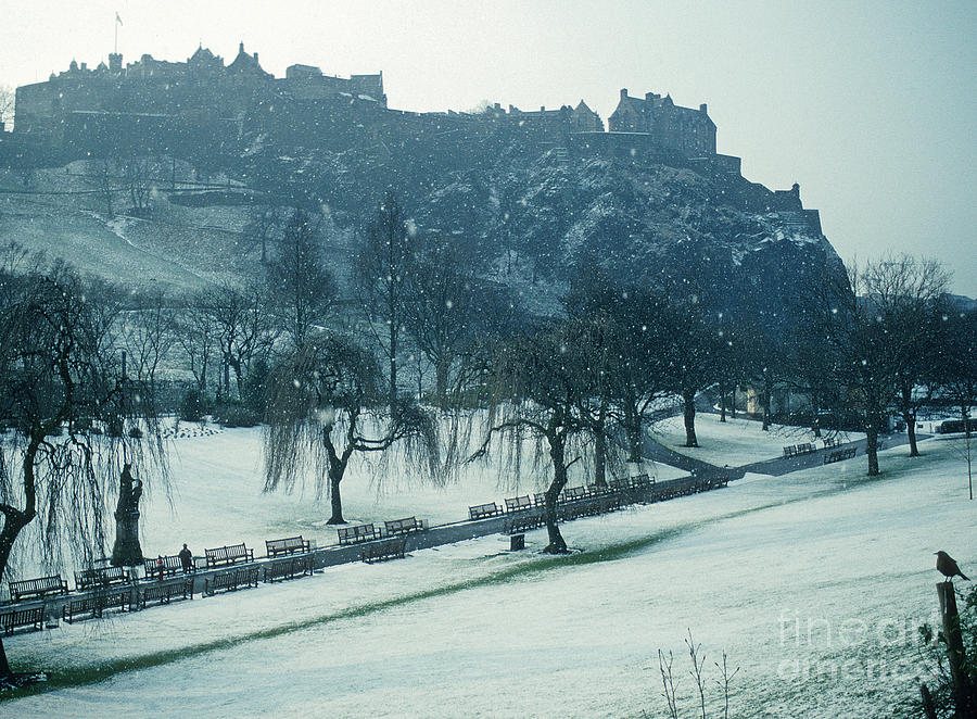 Edinburgh Castle - snow shower Photograph by Phil Banks