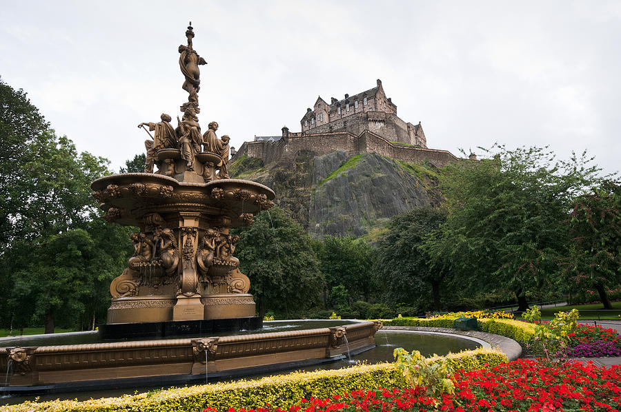 The Ross Fountain and Edinburgh Castle Photograph by Michalakis Ppalis