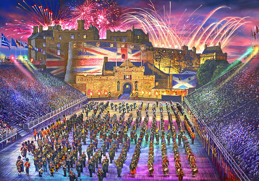 Edinburgh Military Tatoo Painting by MGL Meiklejohn Graphics Licensing