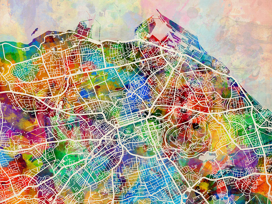City Map Digital Art - Edinburgh Street Map by Michael Tompsett