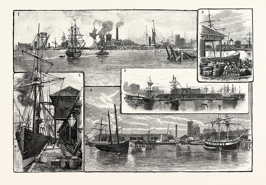 Vintage Drawing - Edinburgh Views In Leith Docks 1. General Entrance by English School