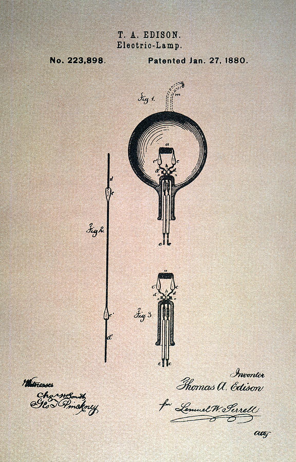 Edison Electric Lamp, 1880 Photograph by Granger