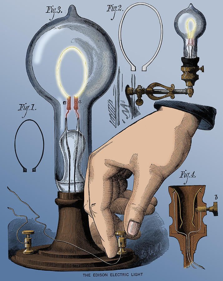 Edison Electric Light, Carbon Filament Photograph by Science Source