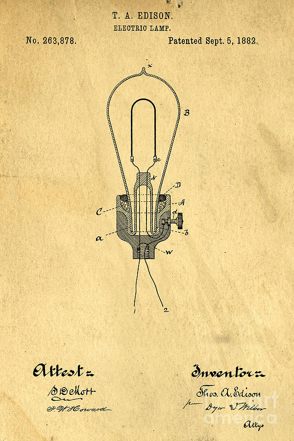 Edison Light Bulb Patent Art Photograph by Edward Fielding