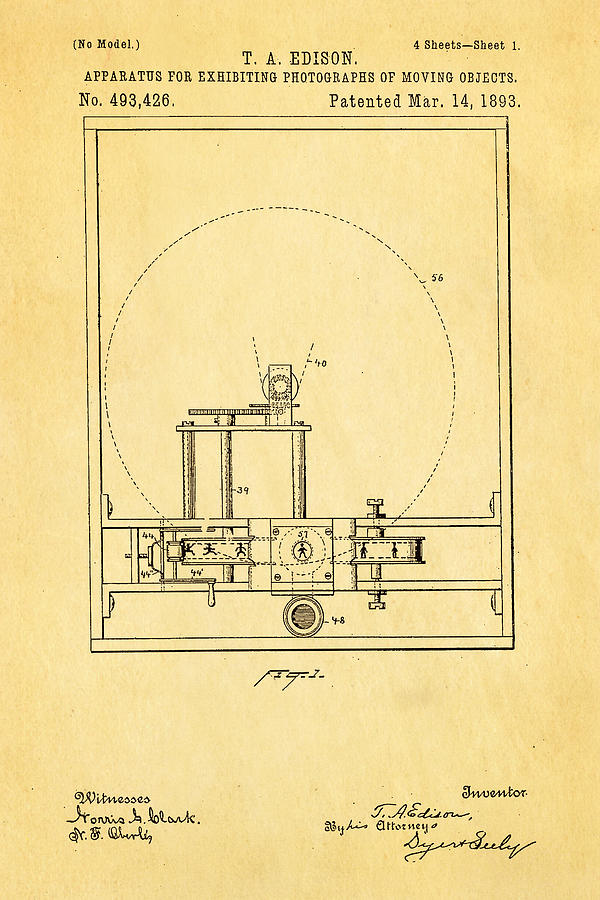 Vintage Photograph - Edison Motion Picture Patent Art 1893 by Ian Monk