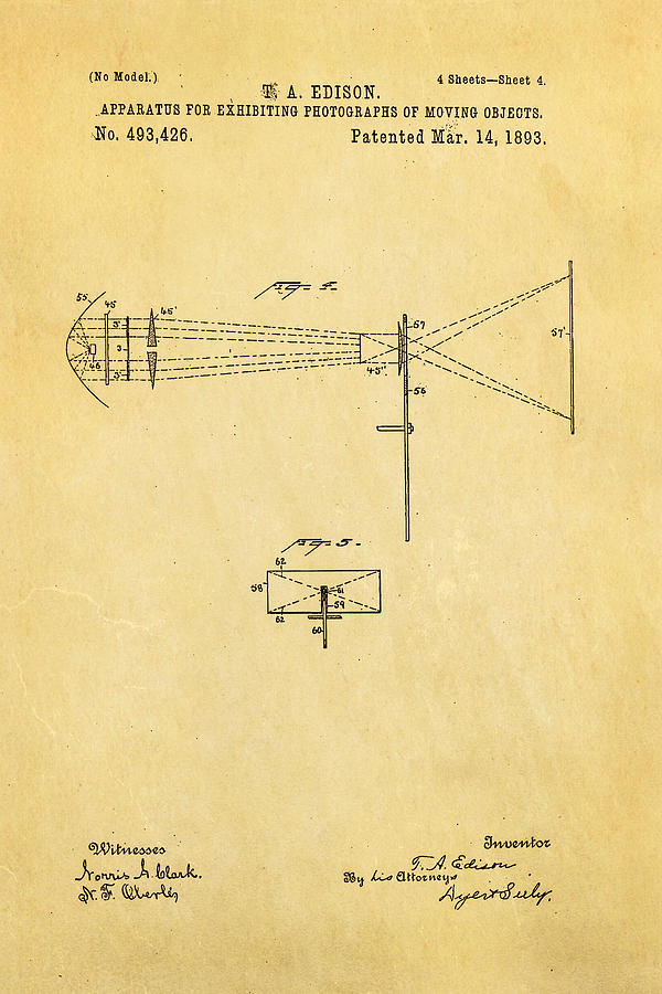 Vintage Photograph - Edison Motion Picture Patent Art 2 1893 by Ian Monk