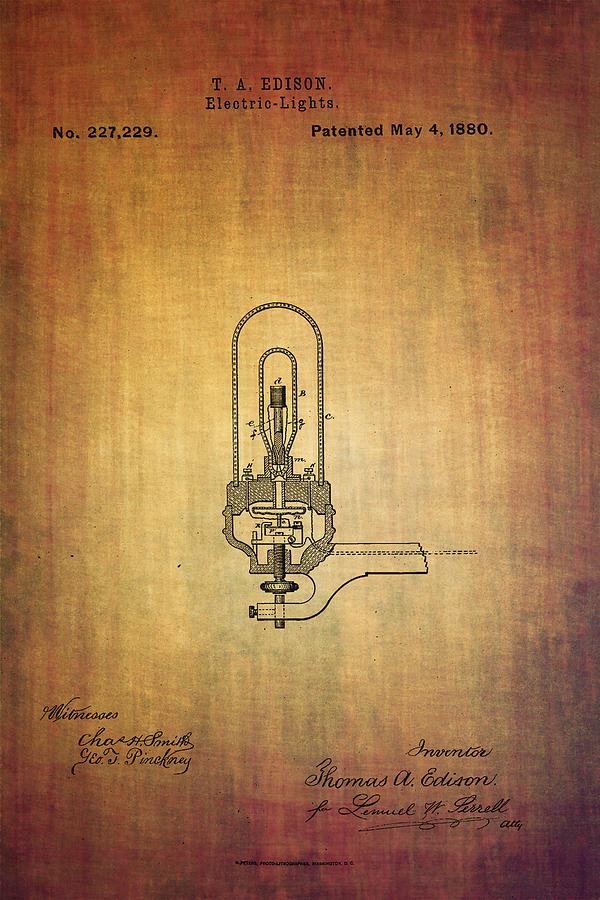Edisons electric light patent 1880 Digital Art by Eti Reid
