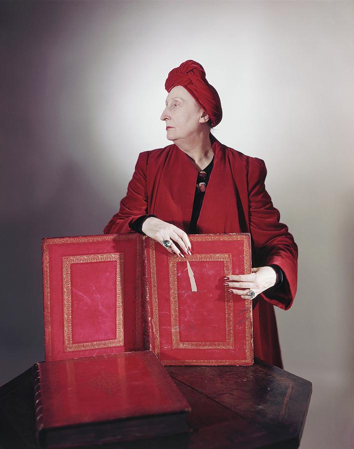 Edith Sitwell Holding A Book Photograph by Horst P. Horst