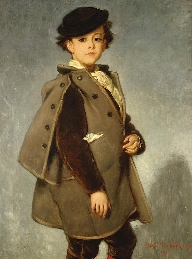 Portrait Painting - Edmond Dehodencq wearing an Inverness cape by Alfred Dehodencq