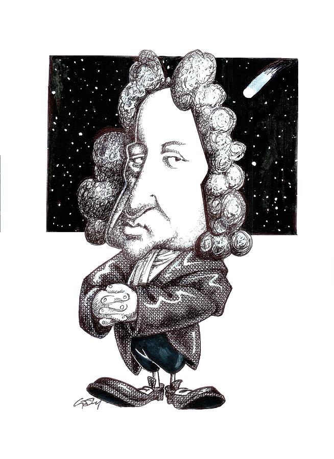 Black And White Photograph - Edmond Halley, caricature by Science Photo Library