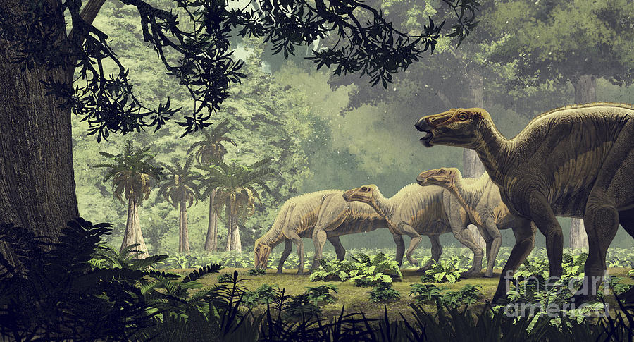 Wildlife Digital Art - Edmontosaurus Annectens, A Hadrosaurid by Roman Garcia Mora