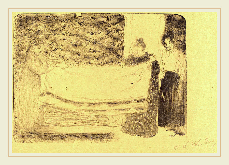 Edouard Vuillard French, 18681940, Folding The Linen Le Drawing by