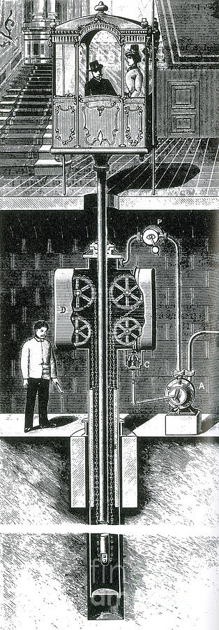 Edoux Hydraulic Lift, 1888 Photograph by Science Source
