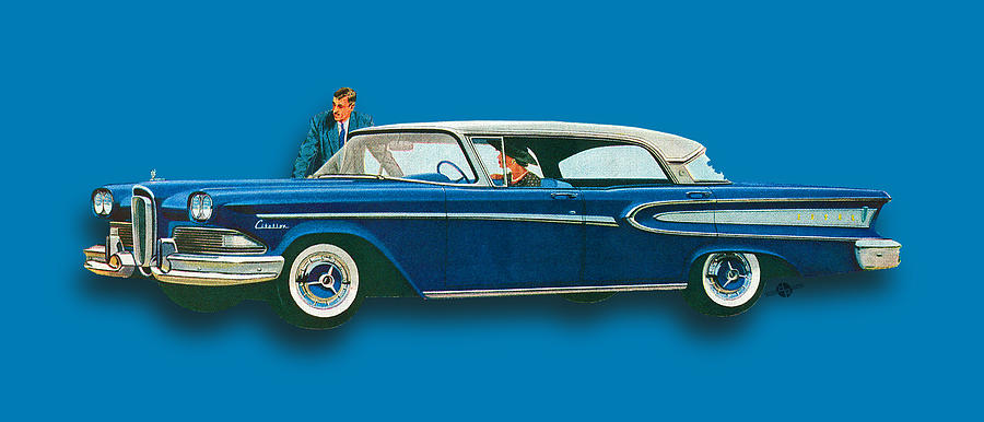 Vintage Painting - Edsel Citation Car Advertisement Sedan Blue by Tony Rubino