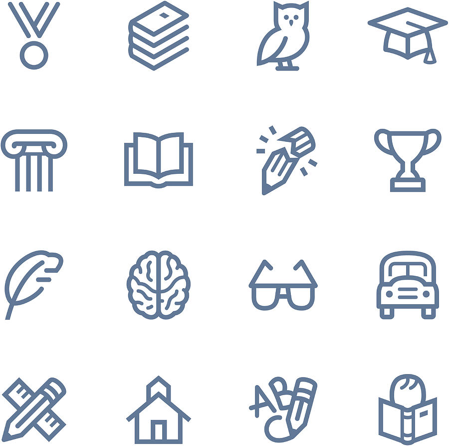 Education Line icons Drawing by Steppeua