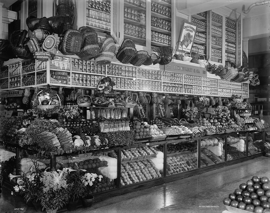Detroit Photograph - Edw. Neumann, Broadway Market, Detroit, Michigan, C.1905-15 Bw Photo by Detroit Publishing Co.