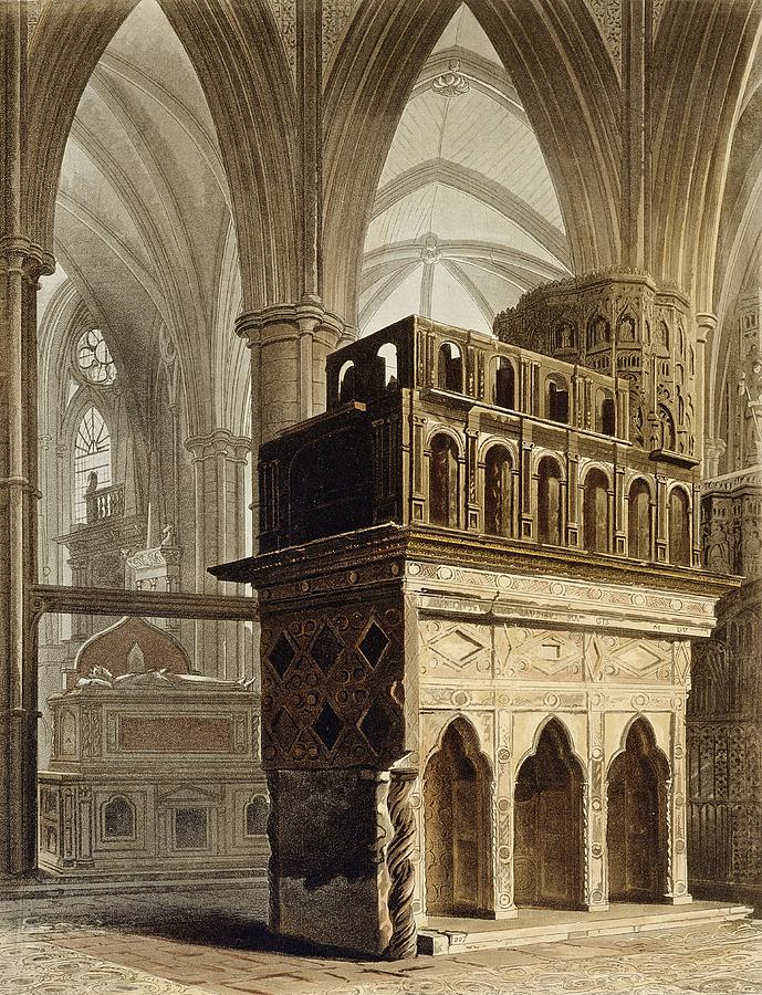 Edward The Confessors Monument, Plate M Drawing by Augustus Charles Pugin