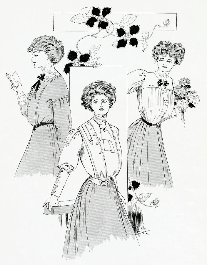 Edwardian Women Wearing Tailored-made Drawing by Mary Evans Picture ...