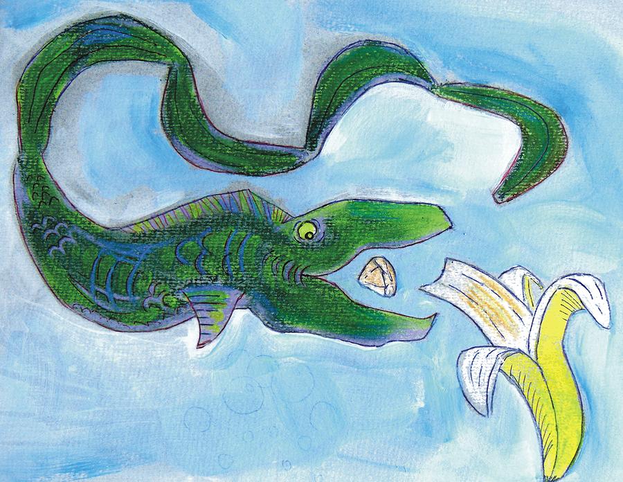 Eel cartoon Drawing by Mike Jory