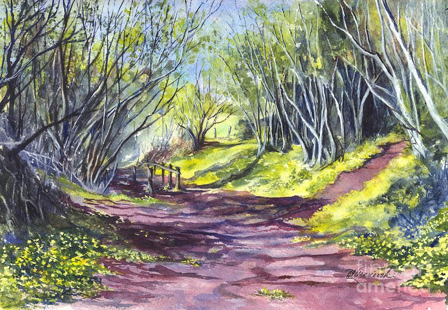 Tree Painting - Taking A Walk Down A Spring Lane by Carol Wisniewski