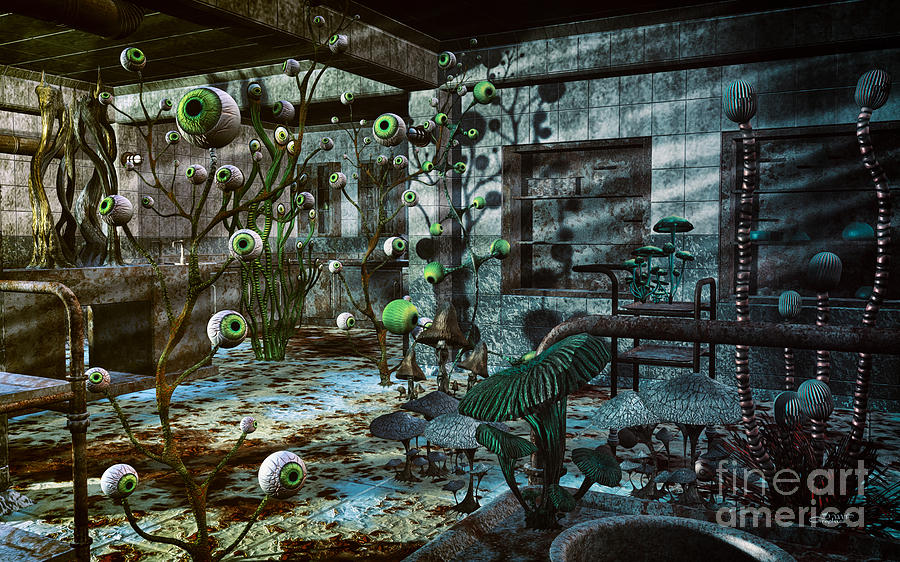 Mushroom Digital Art - Eerie Location by Jutta Maria Pusl