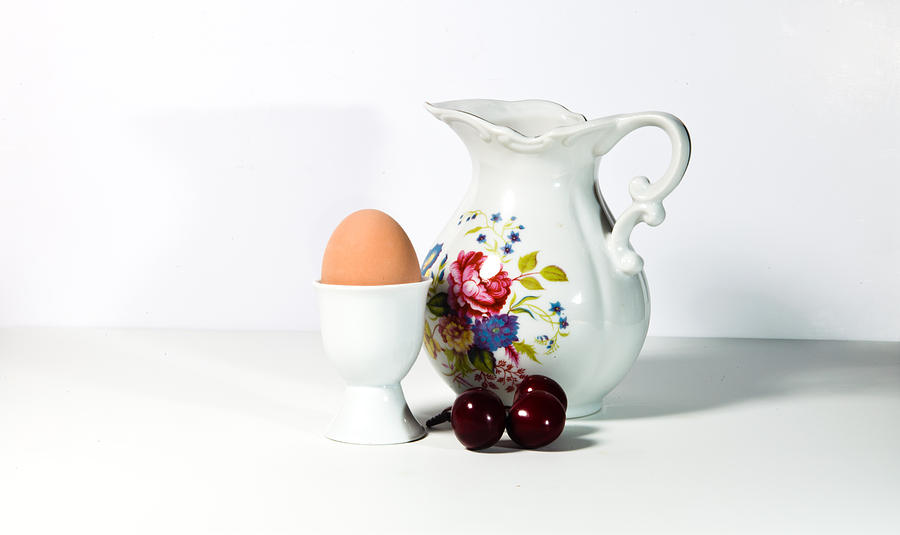 Egg and Cheries Photograph by Cecil Fuselier