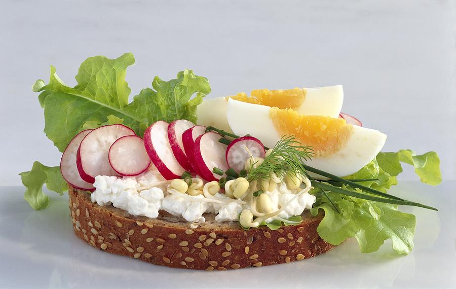 Egg and cottage cheese salad on bread Photograph by Science Photo ...