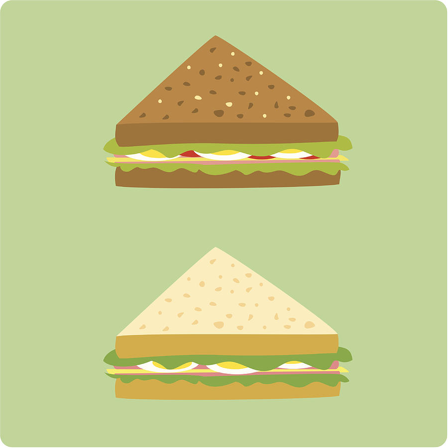 Egg And Ham Sandwiches Drawing by Viviyan