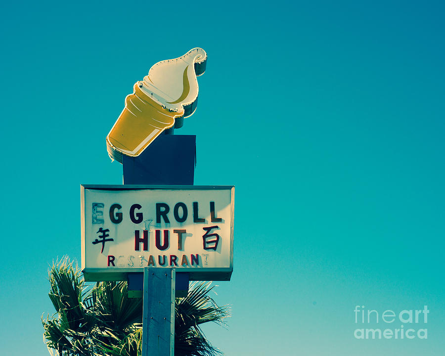 Egg Roll Hut Vintage Sign Photograph by Sonja Quintero