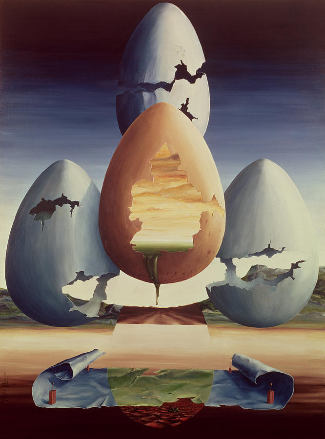 Egg Photograph - Eggs, 1971 Oil On Canvas by Trevor Neal