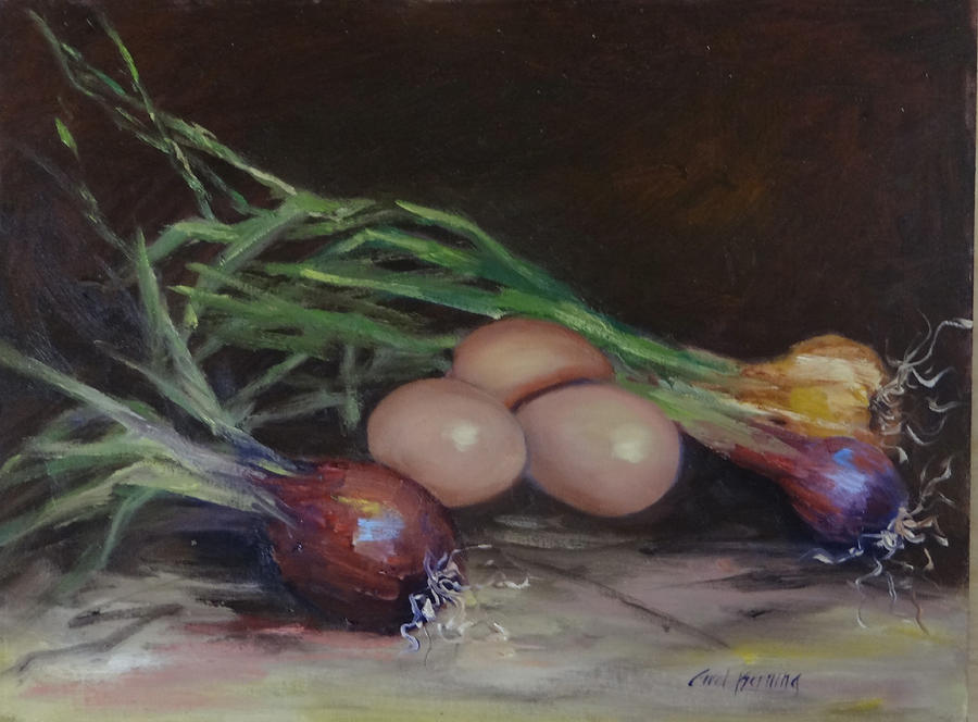 Eggs and Onions Painting by Carol Berning