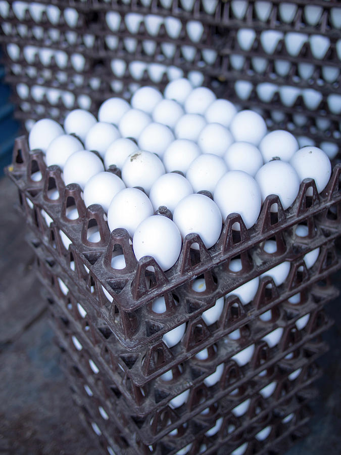 City Photograph - Eggs Get Stacked In Crates by David H. Wells