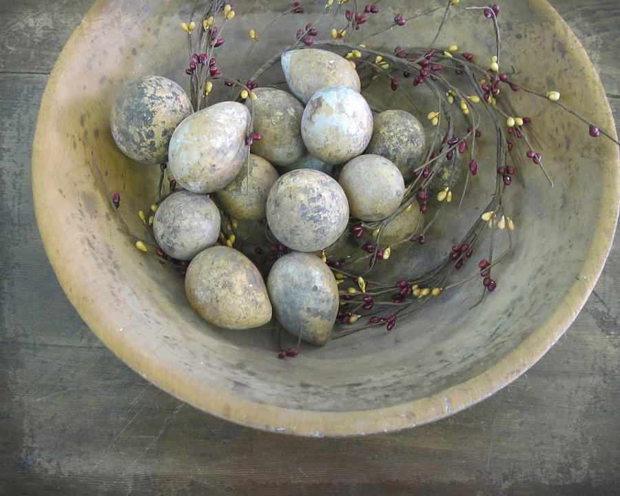 Eggs in a Wooden Bowl Photograph by Jeane Shaw